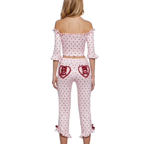Sugar Thrillz Pink Polka Dot Off-Shoulder 2 piece - Picture 5 of 9